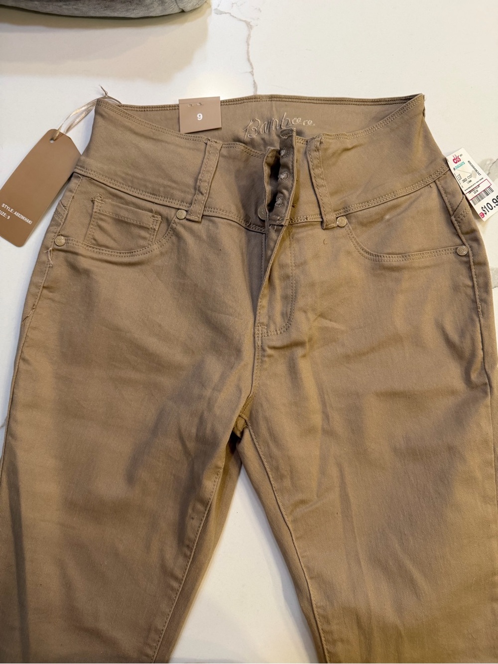 BAMBOO Women's Straight Leg Jeans in Khaki Brown